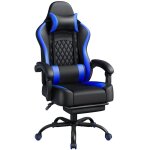 Yaheetech fauteuil gaming pivotant ergonomique, chaise d'ordinateur inclinable avec coussin lombaire, ...