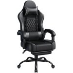 Yaheetech fauteuil gaming pivotant ergonomique, chaise d'ordinateur inclinable avec coussin lombaire, ...