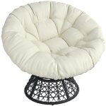 Fauteuil papasan en rotin confortable, chaise de jardin xterieur avec grand coussin pais, sige de ...