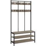 Yaheetech grand portemanteau, meuble d'entre avec 2 tagres et banc  chaussures, 12 crochets double, ...
