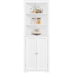 Yaheetech - meuble / armoire rangement salle de bain, meuble d'angle toilette haute blanche avec placards ... Yaheetech - meuble / armoire rangement salle de bain, meuble d'angle toilette haute blanche avec placards ...