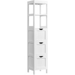 Yaheetech meuble salle de bain haut colonne salle de bain commode  3 tiroirs 2 compartiments ouverts ...