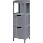 Yaheetech - petit meuble salle de bain colonne rangement table d'appoint d'angle toilette avec 2 tiroirs ...
