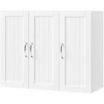 Yaheetech - placard toilette suspendu armoire murale salle de bains blanc avec 2 portes et tablettes ...