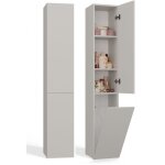 Yana - meuble salle de bain avec panier  linge beige - 31x30x174 cm - colonne rangement sdb