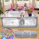 Parc bébé 120x120 cm, hauteur 65 cm, porte zippée + double crochets, portable et amovible, une solution ... Parc bébé 120x120 cm, hauteur 65 cm, porte zippée + double crochets, portable et amovible, une solution ...