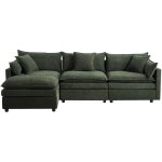 Yiruka - canap� d'angle m�ridienne convertible, canap� sectionnel vert