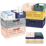 Ymyny 8pcs caisses plastique pliable, 4 grand paniers pliable et 4 petit cagettes plastique, cagette ...