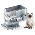 Ymyny bac litiere pour chat, bac � liti�re en acier inoxydable, grand pour les chats et les lapins bac ...