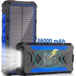 Ymyny - banque d'alimentation solaire 36000mah avec chargeur sans fil, port d'entre de type c et double ...