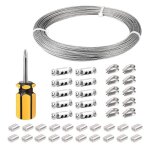 Jamais utilis] cable inox 3mm, 30m / 3mm corde en acier inoxydable, cable en acier revtu avec serre ...