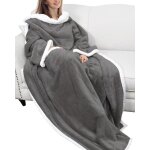 Couverture polaire avec manches et poches, manches en flanelle, cadeau plaid pour femme, couverture avec ...