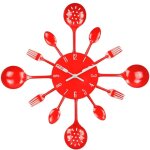Horloge murale, 16' mtal cuisine couverts ustensiles cuillre fourchette horloge murale crative moderne ...