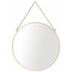 Ymyny - miroir suspendu, 30 x 30 cm miroir de maquillage rond pour salle de bain, cadre en laiton avec ...