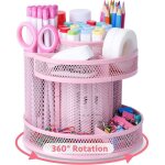 Ymyny organiseur de bureau rotatif mignon, accessoires de bureau en maille kawaii, porte - stylo, carrousel ...