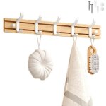 Porte manteau bambou mural, patres 5 crochets pour suspendre vtements, peignoirs, serviettes, manteaux ...