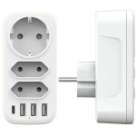 Ymyny prise multiple usb, multiprise murale 3 prises et 3 ports usb 3a, chargeur usb multiple 6 en 1 ...