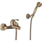 Ymyny robinet de baignoire avec douchette  main, robinet de douche, finition laiton antique, montage ...