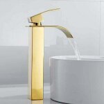 Ymyny robinet salle de bain lavabo haut cascade bec pour vasque, mitigeur eau froide et chau moderne ...
