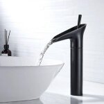 Ymyny robinet de salle de bain noir, robinet de salle de bain cascade, mitigeur de lavabo � levier unique ...