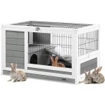 Yodolla cage lapins en bois intrieur, clapier  lapin 2 tages, porte verrouillable toit, plateau en ...
