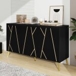 Buffet bas avec 3 portes + 5 tagres, style moderne, meuble d'entre, armoire de cuisine pour salle ...