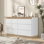 Buffet salon classique avec 6 tiroirs, casier, armoire, commode chambre elégant, blanc et bois, 110x40x67. ... Buffet salon classique avec 6 tiroirs, casier, armoire, commode chambre elégant, blanc et bois, 110x40x67. ...