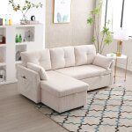 Canap d'angle 3 places multifonctionnel avec coffre de rangement, canap - lit convertible moderne, ...