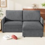 Yoleo - canap d'angle rversible 2 places en velours ctel, canap scandinave confortable en forme ...
