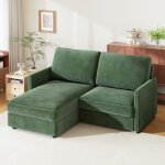 Yoleo - canap d'angle rversible 2 places en velours ctel, canap sectionnel confortable en forme ...