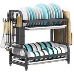 Yoleo - gouttoir � vaisselle 2 niveaux, �gouttoir pour �vier avec porte couverts support pour planche ...
