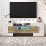 Neche - meuble tv led brillant 145x30x51 cm, meuble de salon design moderne, surface en verre lgante, ...