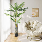 Yoleo - plante artificielle palmier - 180cm - fausse plante interieur exterieur en pot plastique salon ...