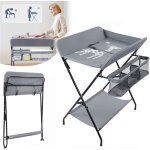 Table à langer pliante pour bébé avec panier de rangement pour nouveaux - nés - gris foncé Table à langer pliante pour bébé avec panier de rangement pour nouveaux - nés - gris foncé