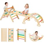 Triangle d'escalade 7 en 1 pour enfants avec toboggan, rampe double face, chelles, quipement de jeu ...