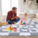 Dalle tapis mousse bebe puzzle idal pour les tapis de jeux enfant 16 pices animal carr et 16 bords ...