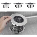 Yozhiqu - lot de 3 crpines et bouchons d'vier de cuisine - crpine d'vier universelle 3 en 1 en acier ...