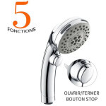 Yozhiqu - pommeau de douche chrom� avec bouton stop douchette � main 5 jets au choix pomme de douche ...