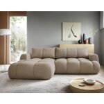 Bestmobilier - yulin - canap� d'angle gauche 4 places convertible avec coffre en tissu bouclette