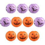 10 pcs lanternes d'halloween de citrouille en papier, 25 cm lampion d'halloween motifs citrouilles et ...