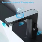 Zamery - mitigeur de lavabo  capteur gris infrarouge automatique avec affichage de la temprature ledmlangeu ...
