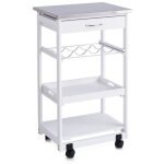 Zeller 13772 kitchen trolley with stainless steel top / 47 x 37 x 82 white