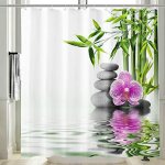 Zen rideau douche anti moisissure 3d imprim� bambou galet rideau de salle bain 180x200 long tissu polyester ...