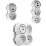 Set de 3 prises 16a + usb - simple, double et triple zenitech