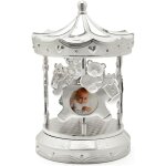 Zilverstad - carrousel avec bo�te � musique avec chevaux pour enfants, cadre argent� pour 4 photos taille: ...