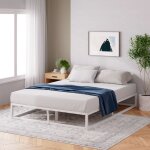 Zinus - lit 2 personnes, lit 140x190 cm, cadre de lit en mtal avec lattes en bois, hauteur 25. 5 cm, ...
