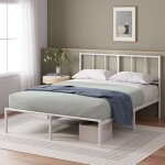 Zinus - lit camille 2 personnes - lit 140x190 cm - cadre de lit en mtal avec tte de lit - hauteur 30cm ...