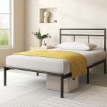 Zinus - lit marion 1 personne - lit 90x190 cm - cadre de lit en mtal avec tte de lit - montage facile ...