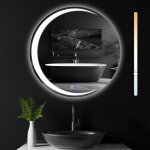 Miroir de salle de bain zmh avec �clairage - miroir mural rond 50cm led ip44 miroir de salle de bain ...