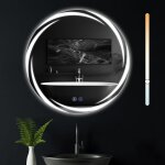 Miroir de salle de bain zmh avec �clairage - miroir mural rond 50cm led ip44 miroir de salle de bain ...
